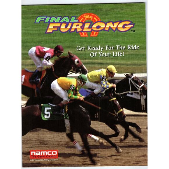 1997 Final Furlong Arcade Game Promo Flyer by Namco Horse Racing - Picture 1 of 2